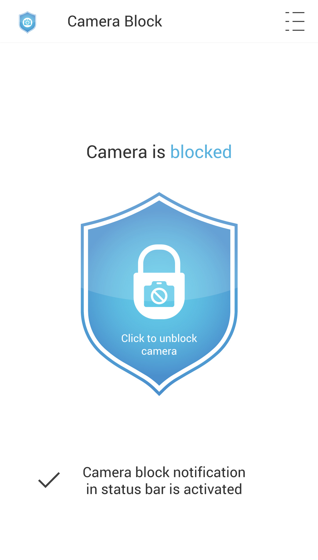 Camera Block Unblock Screen
